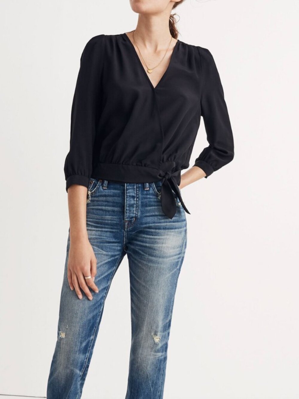 Madewell 100% Silk Wrap Top
